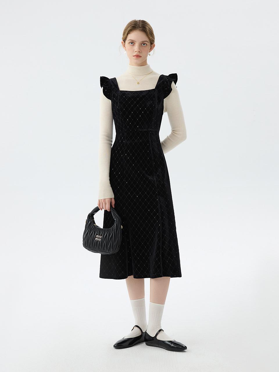 We’Dee Sequin Velvet Sleeveless A-line Dress