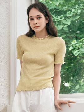 We’Dee Slim Shirring Sleeve Top (Yellow)