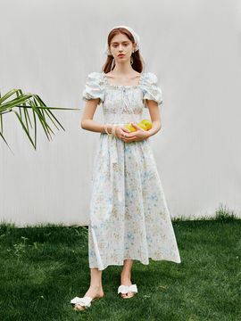 We’Dee Square Neck Puff Floral Dress