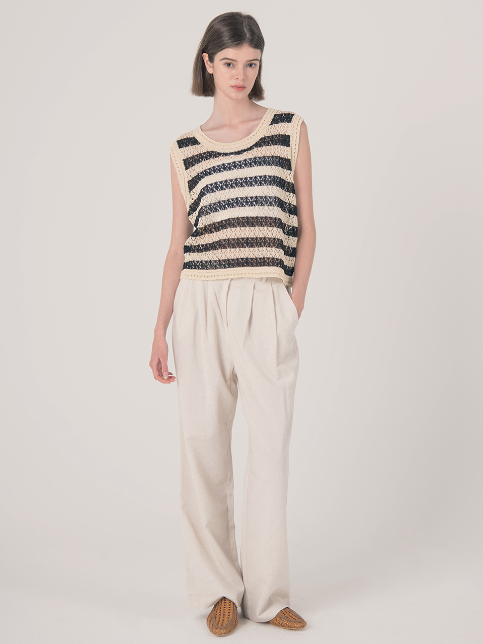 We’Dee Two Line Detail Pants - Beige