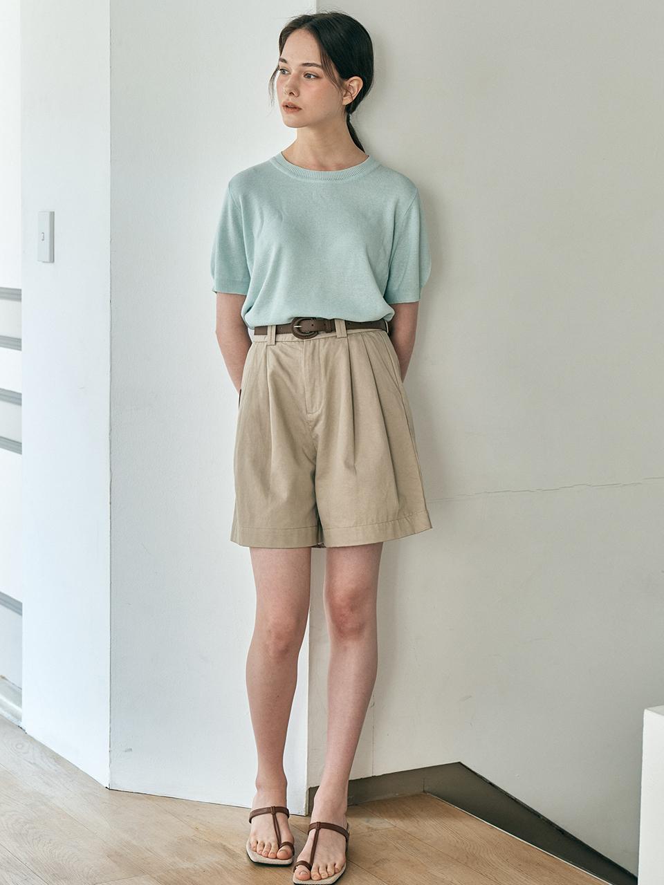 We’Dee Two Tuck Belt Set Pants (Beige Khaki)