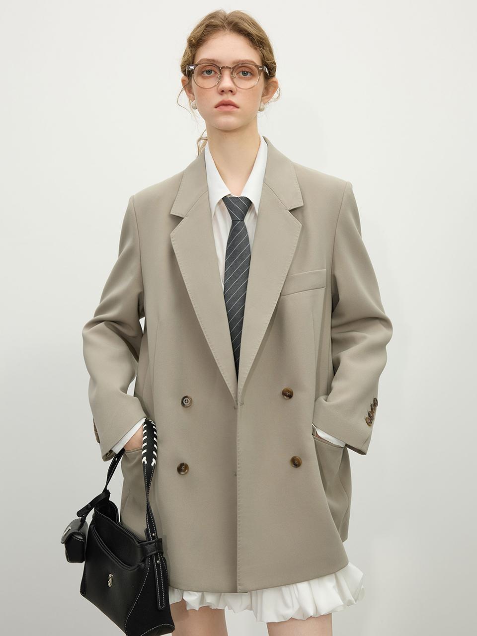 We’Dee WD Double-breasted Blazer [LIGHT BEIGE]