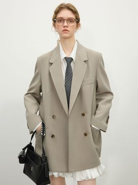 We’Dee WD Double-breasted Blazer [LIGHT BEIGE]