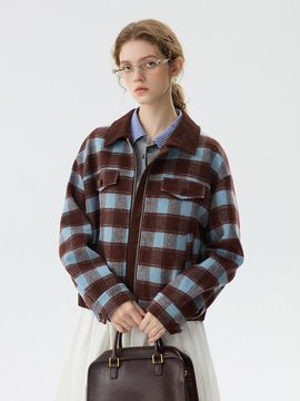 We’Dee WD Plaid Corduroy Collar Blazer