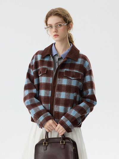 We’Dee WD Plaid Corduroy Collar Blazer
