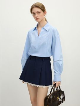 We’Dee WD Pleated Lace A-line Mini Skirt