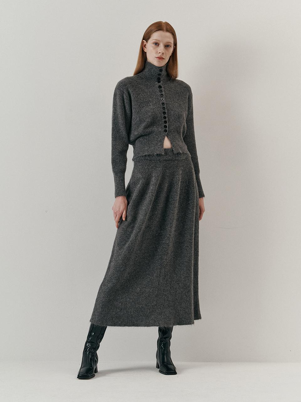We’Dee WD_Button neck cardigan skirt set_2color