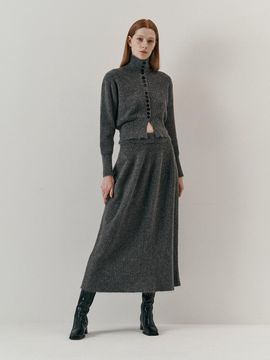 We’Dee WD_Button neck cardigan skirt set_2color