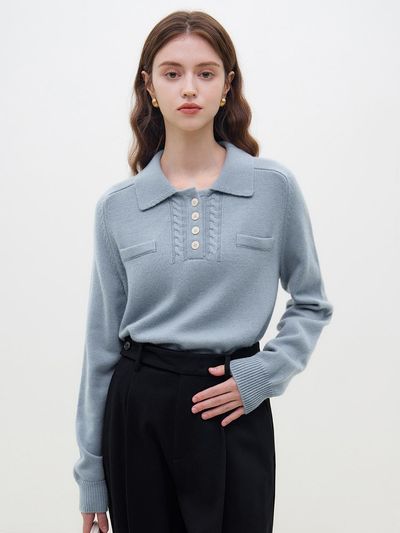We’Dee WD_Collar pullover knit sweater_2color