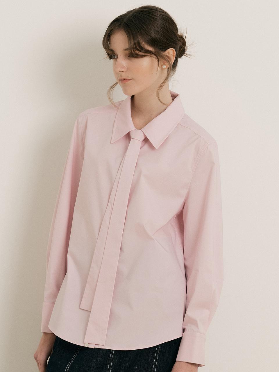 We’Dee WD_Detachable tie cotton shirt_PINK