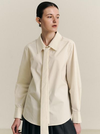 We’Dee WD_Detachable tie cotton shirt_YELLOW