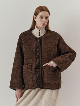 We’Dee WD_Double pockets brown fleece jacket