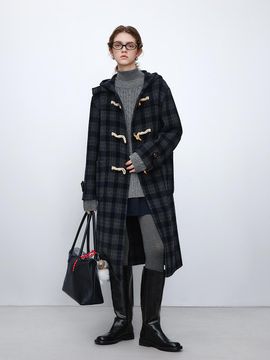 We’Dee WD_Plaid horn button woolen coat