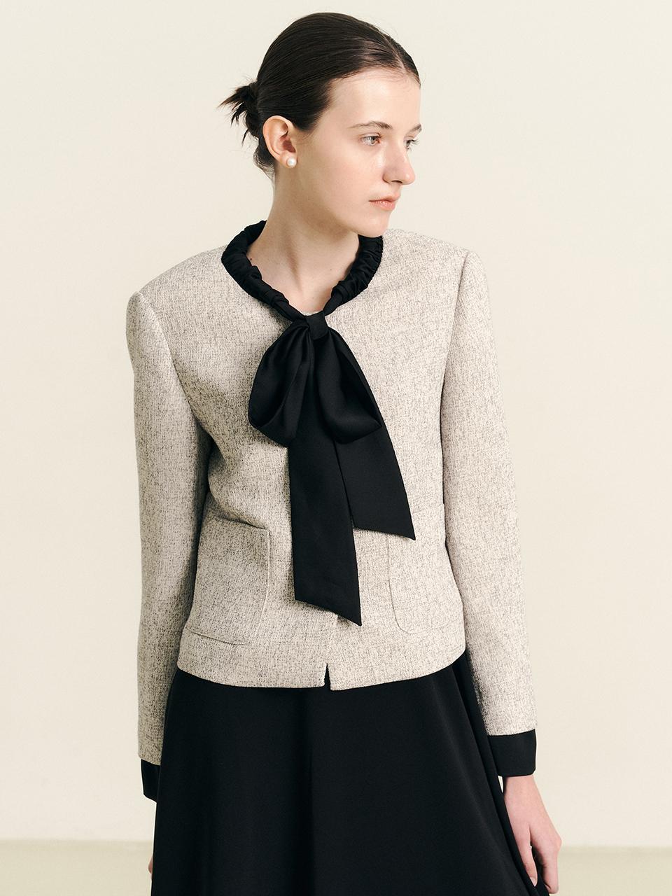 We’Dee WD_Tweed ribbon tie jacket