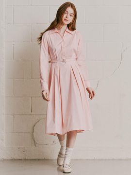 We’Dee WD_V-neck belted shirt dress_PINK