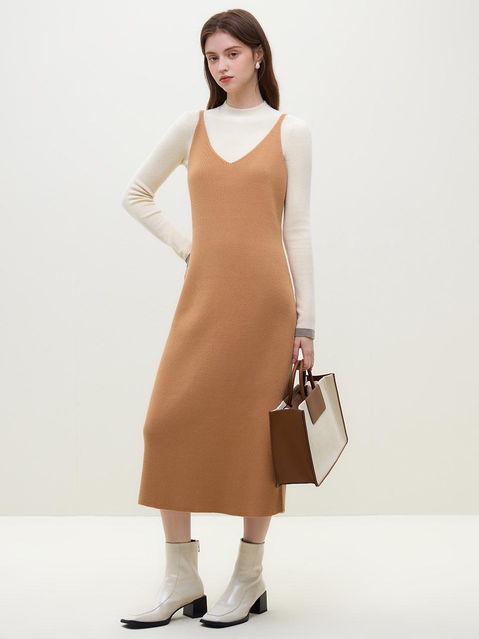 We’Dee WD_V-neck slip knit dress_2color