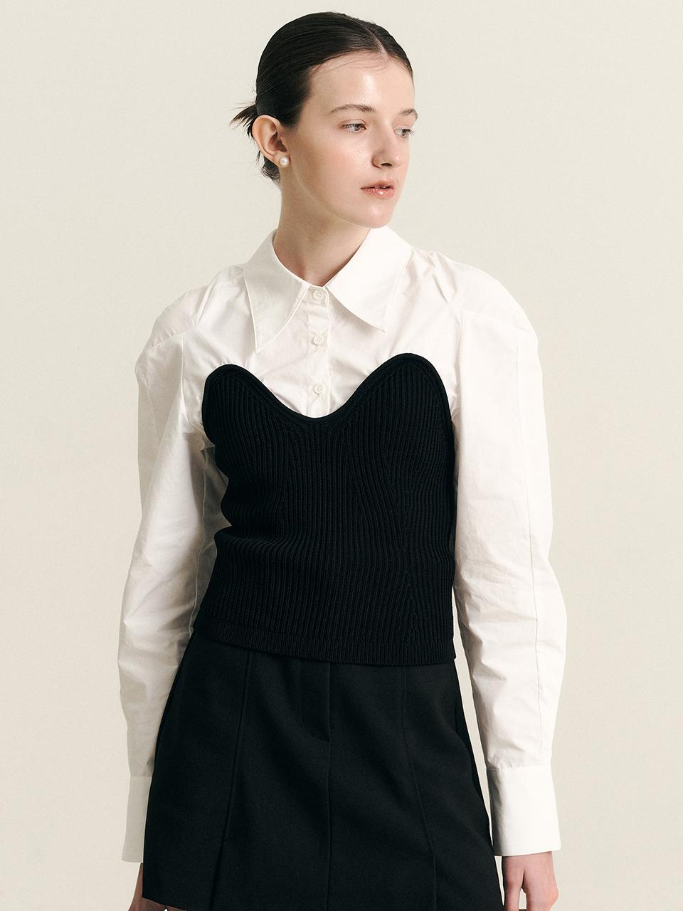 We’Dee WD_White fake knitted shirt