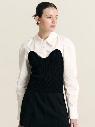 We’Dee WD_White fake knitted shirt