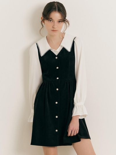 We’Dee WD_White shirt fake two-piece dress