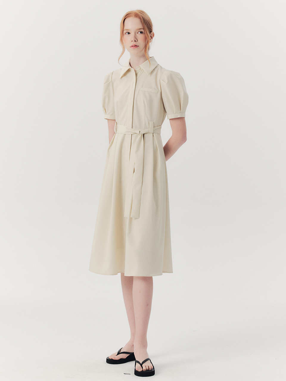 We’Dee WED_Bow Slim Waist Shirt Dress