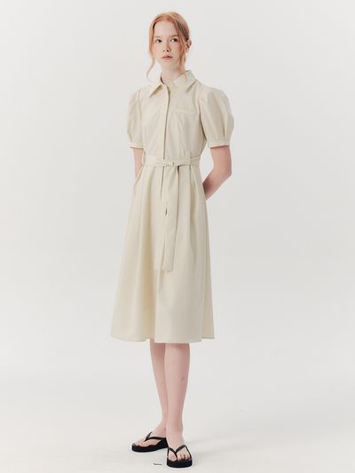 We’Dee WED_Bow Slim Waist Shirt Dress