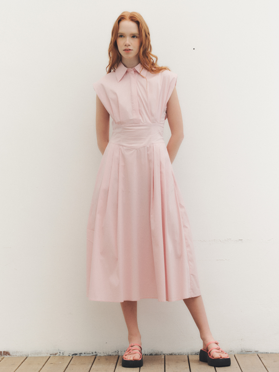 We’Dee WED_French Collar Shirts Dress - Pink