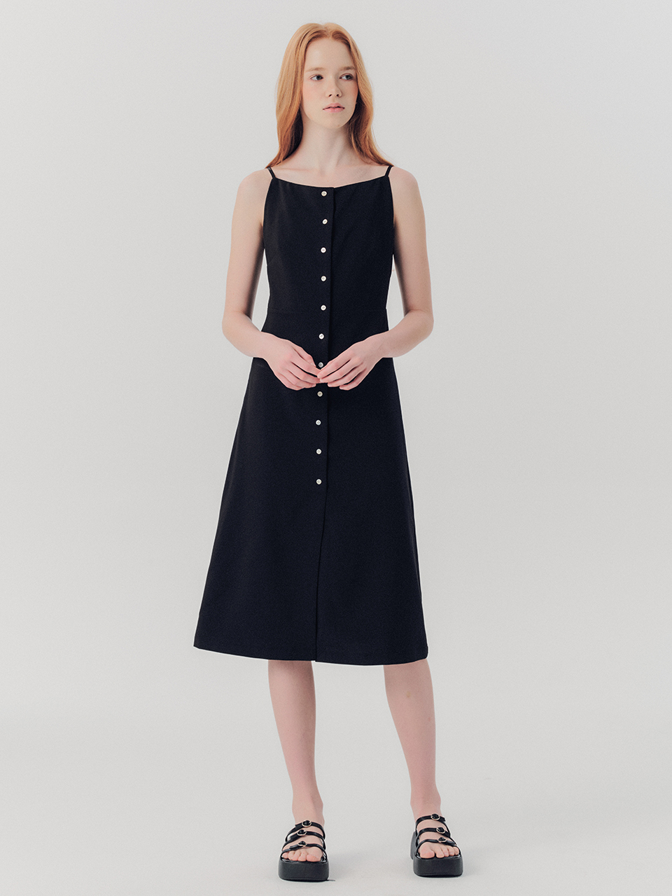 We’Dee WED_Square Neck Sleeveless Slit Dress