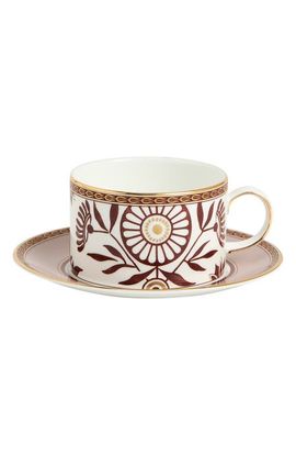 Wedgwood Wedgwood Red Splendor 22K Gold Accent Bone China Tea Cup & Saucer