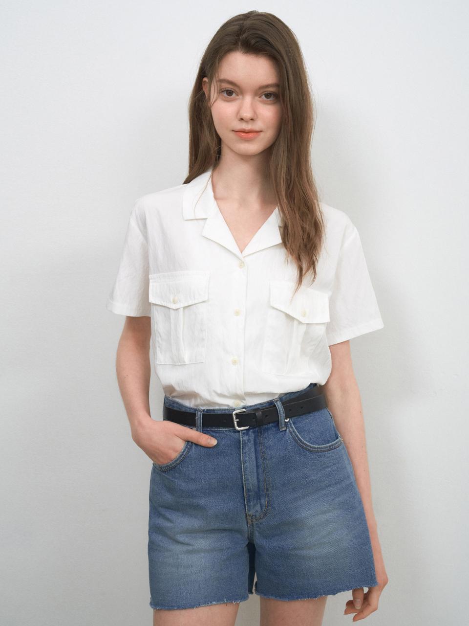 WEDNESDAYOASIS FOR WOMEN Atelier Open Collar Shirts [IVORY] (W25-TP31)