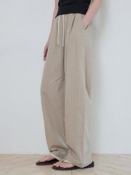 WEDNESDAYOASIS FOR WOMEN Bohemian Stripe BANDING Pants [BEIGE] (W25-PT10)