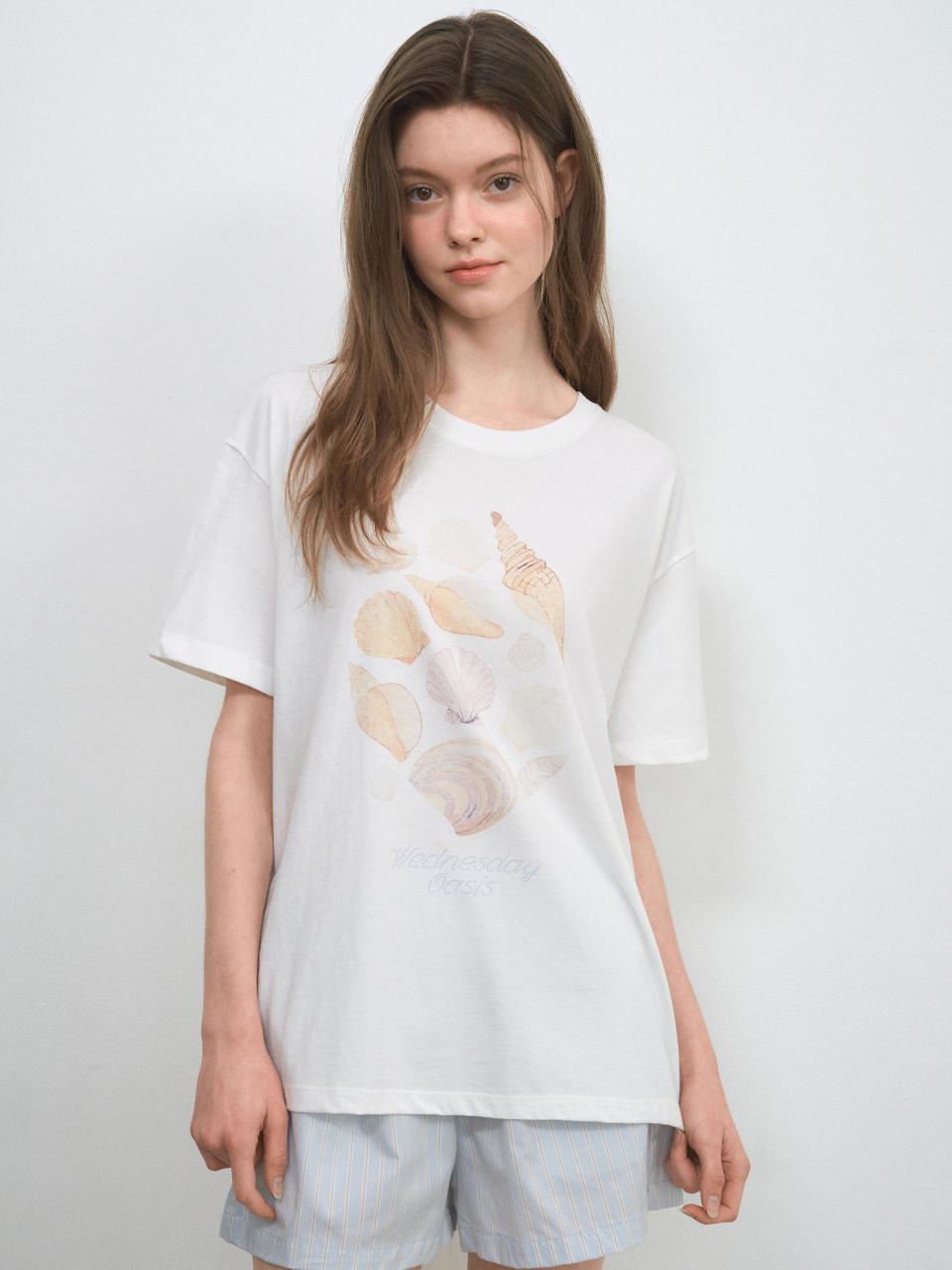WEDNESDAYOASIS FOR WOMEN Clam Short Sleeve Tee [IVORY] (W25-TP29)