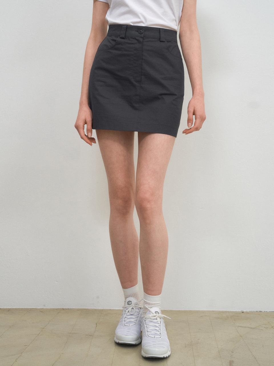 WEDNESDAYOASIS FOR WOMEN Classic Cotton Mini Skirt [CHARCOAL] (W25-SK01)