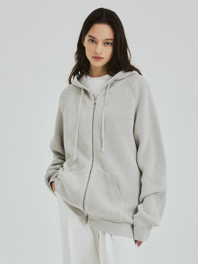 WEDNESDAYOASIS FOR WOMEN Cool Washable Two-Way Zip Up Knit Hoodie