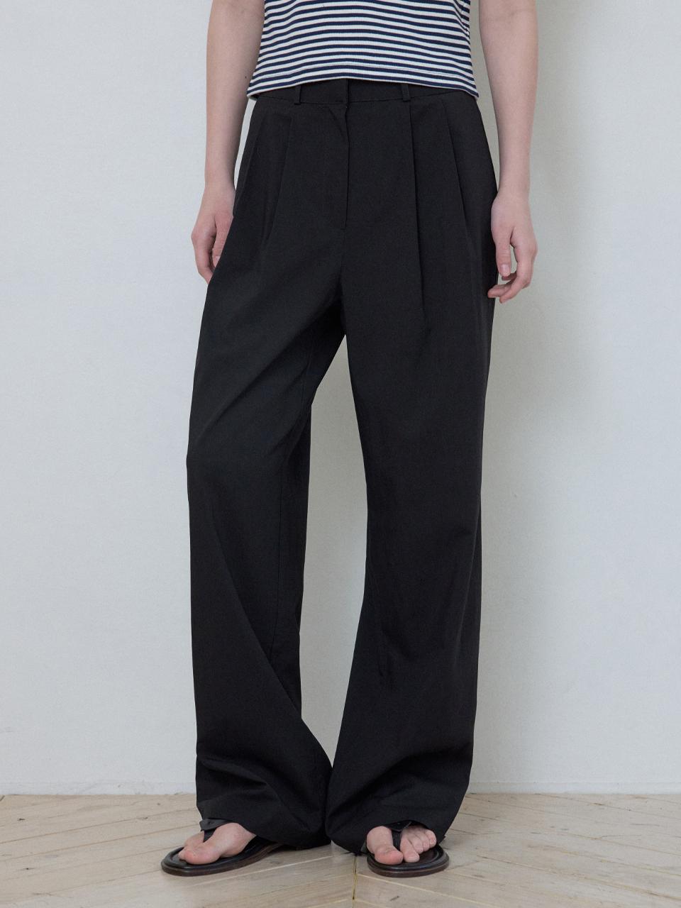 WEDNESDAYOASIS FOR WOMEN Muse Two Tuck Semi-Wide Pants [BLACK] (W25-PT04)