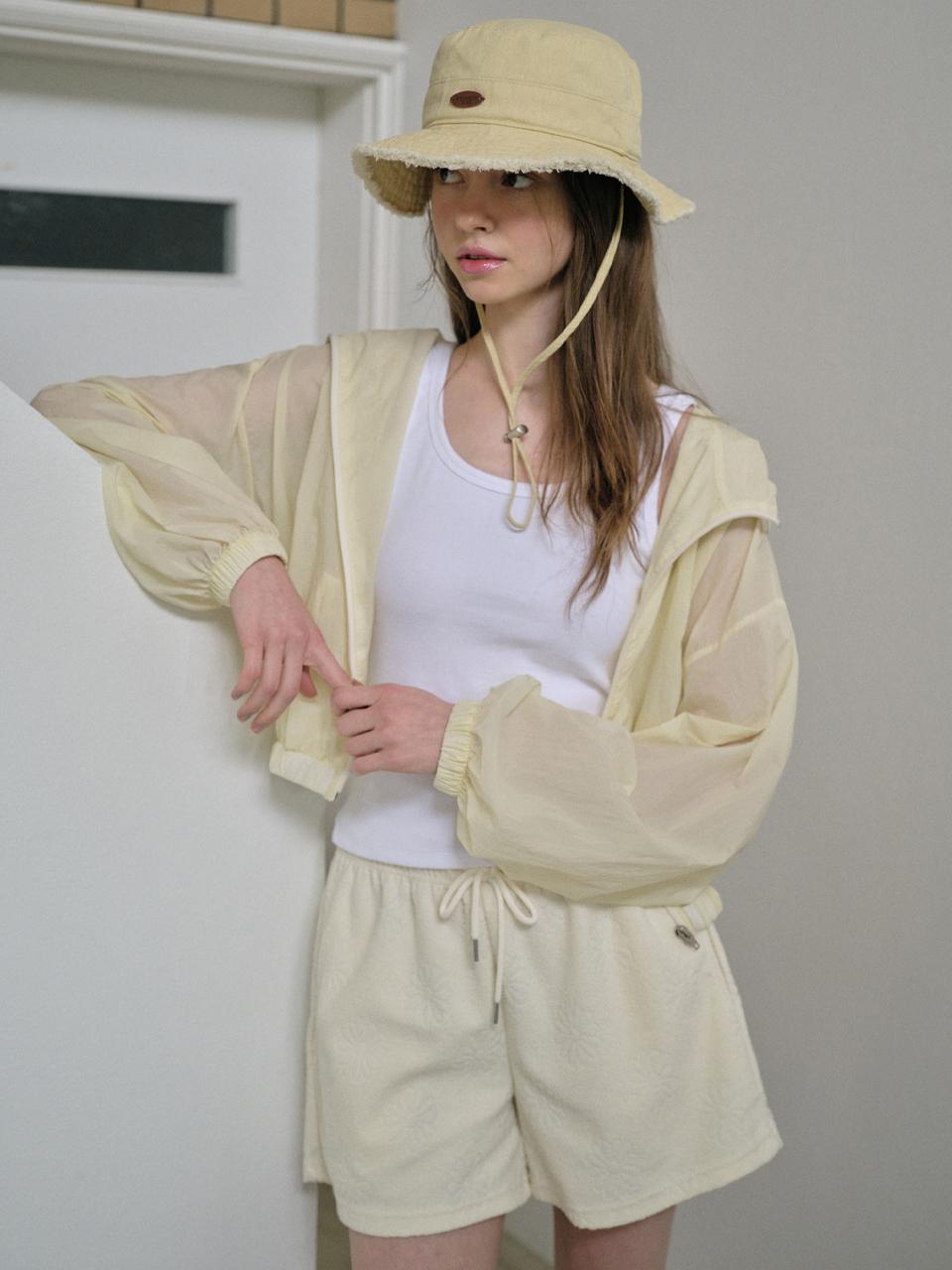 WEDNESDAYOASIS FOR WOMEN Sheer Hoodie Wind Jumper Jacket [CREAM] (W25-OT02)