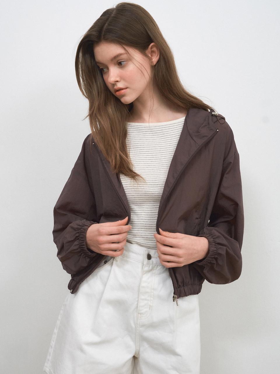 WEDNESDAYOASIS FOR WOMEN Sheer Hoodie Wind Jumper Jacket [DARK PURPLE] (W25-OT02)