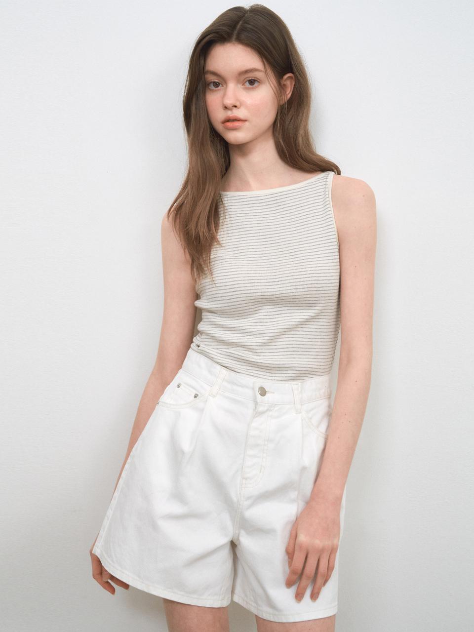 WEDNESDAYOASIS FOR WOMEN Sia Pin Stripe Sleeveless Tank [IVORY] (W25-TP27)