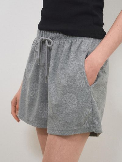 WEDNESDAYOASIS FOR WOMEN Terry Flower Banding Short Pants (W25-PT21) [GRAY]