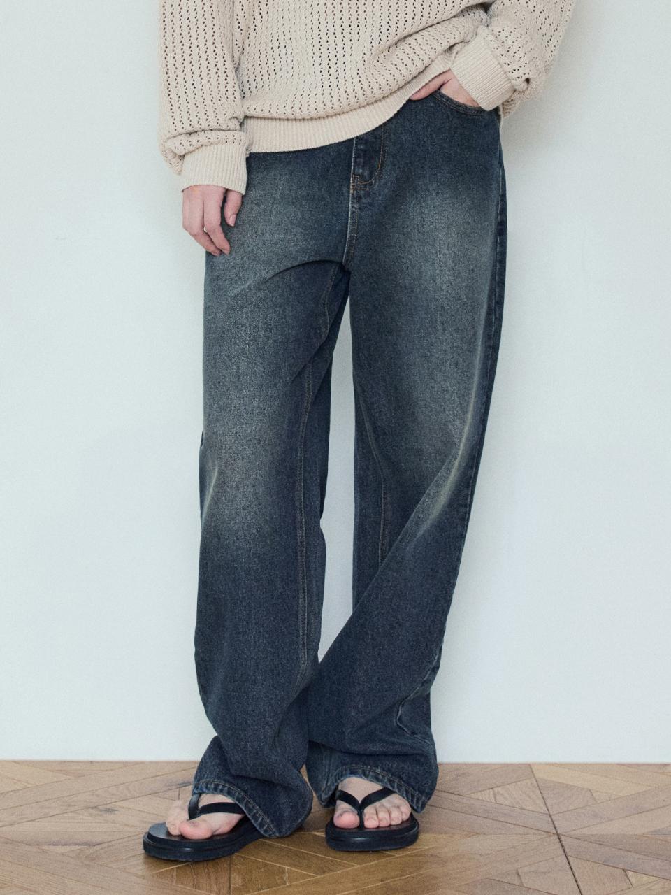 WEDNESDAYOASIS FOR WOMEN W/Brush Washed Semi-Wide Denim [Blue] (WC25-PT01)