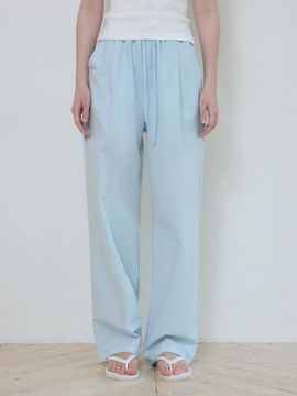 WEDNESDAYOASIS FOR WOMEN W/Linen Like Symbol Deep One-Tuck Pants [LIGHT BLUE] (W25-PT11)