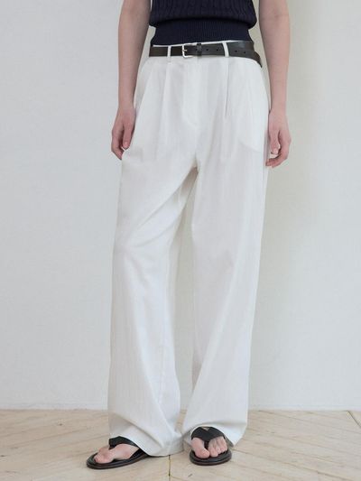 WEDNESDAYOASIS FOR WOMEN W/Muse Two Tuck Semi-Wide Pants [WHITE] (W25-PT04)