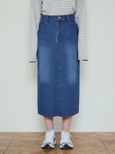 WEDNESDAYOASIS FOR WOMEN W/Washed Denim Long Skirt (W25 SK01)