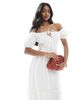 Wednesday's Girl Wednesday's Girl bardot crochet midi trim dress in white - 2