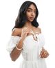 Wednesday's Girl Wednesday's Girl bardot crochet midi trim dress in white - 3