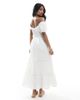 Wednesday's Girl Wednesday's Girl bardot crochet midi trim dress in white - 4
