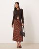 Wednesday's Girl Wednesday's Girl bias cut midaxi skirt in brown floral print - 1