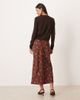 Wednesday's Girl Wednesday's Girl bias cut midaxi skirt in brown floral print - 4