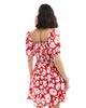 Wednesday's Girl Wednesday's Girl bold floral puff sleeve mini dress in red - 3
