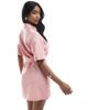 Wednesday's Girl Wednesday's Girl button through mini shirt dress in dusty pink - 2
