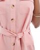 Wednesday's Girl Wednesday's Girl button through mini shirt dress in dusty pink - 4